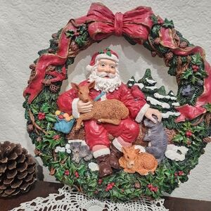 Festive Santa Holiday Wreath with Red and Green Accents